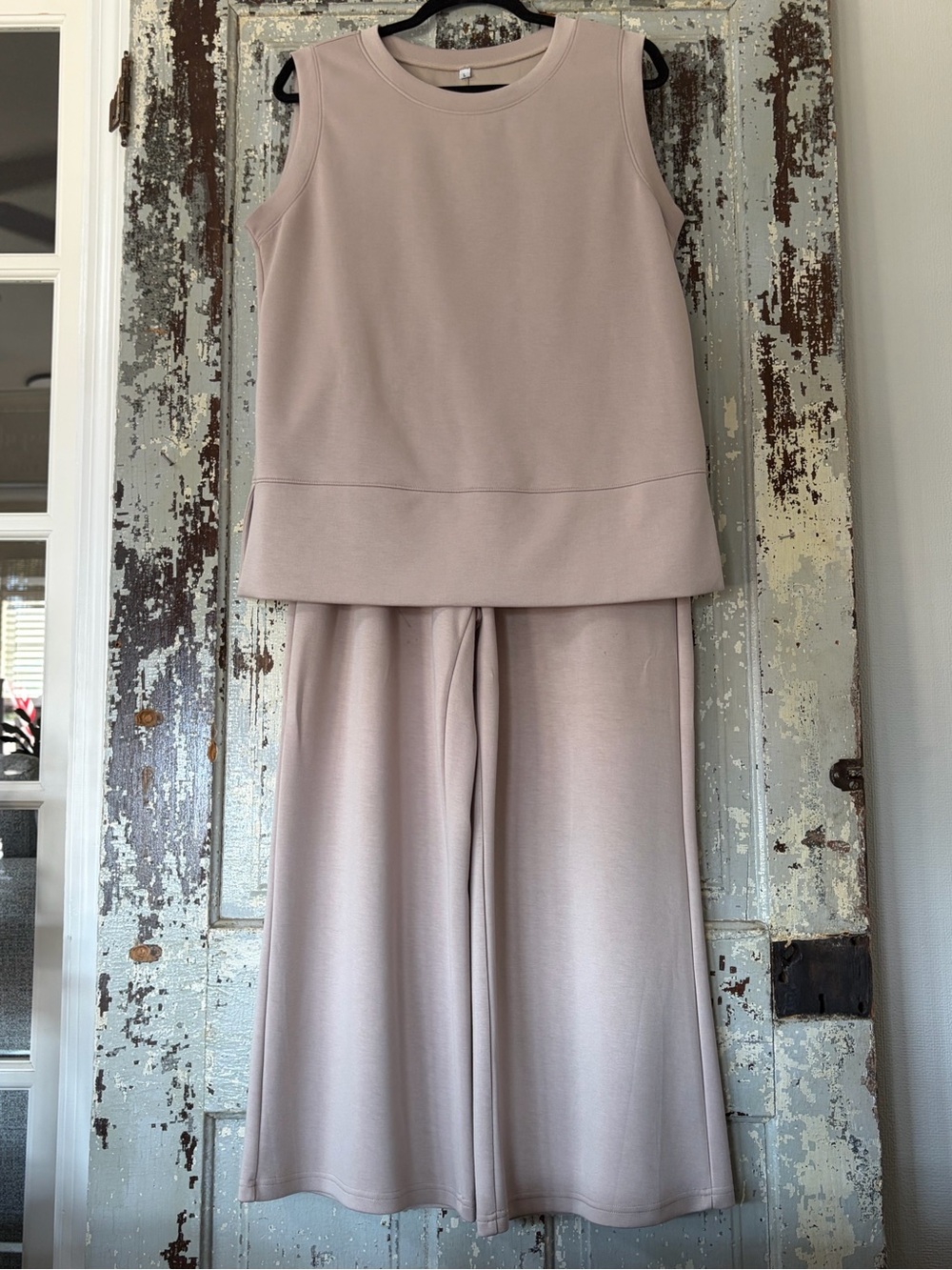Sleeveless Wide-Leg 2 Piece set in Soft Cream